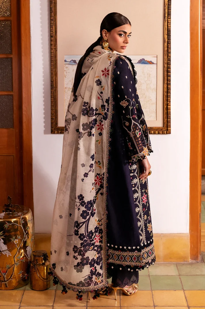 3 Piece Unstitched Fully Embroidered Dhanak Dress With Printed Blended Shawl - Image 5