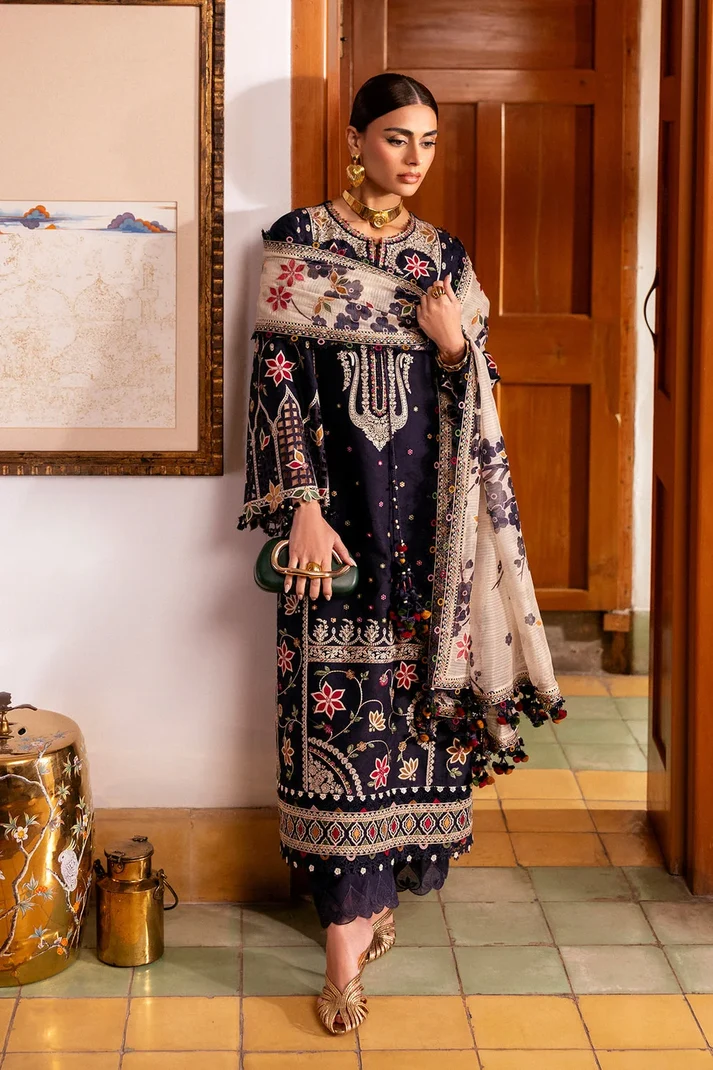 3 Piece Unstitched Fully Embroidered Dhanak Dress With Printed Blended Shawl - Image 4