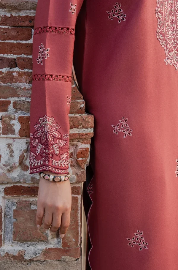 3 Piece Unstitched Fully Embroidered Dhanak Dress With Printed Blended Shawl - Image 4